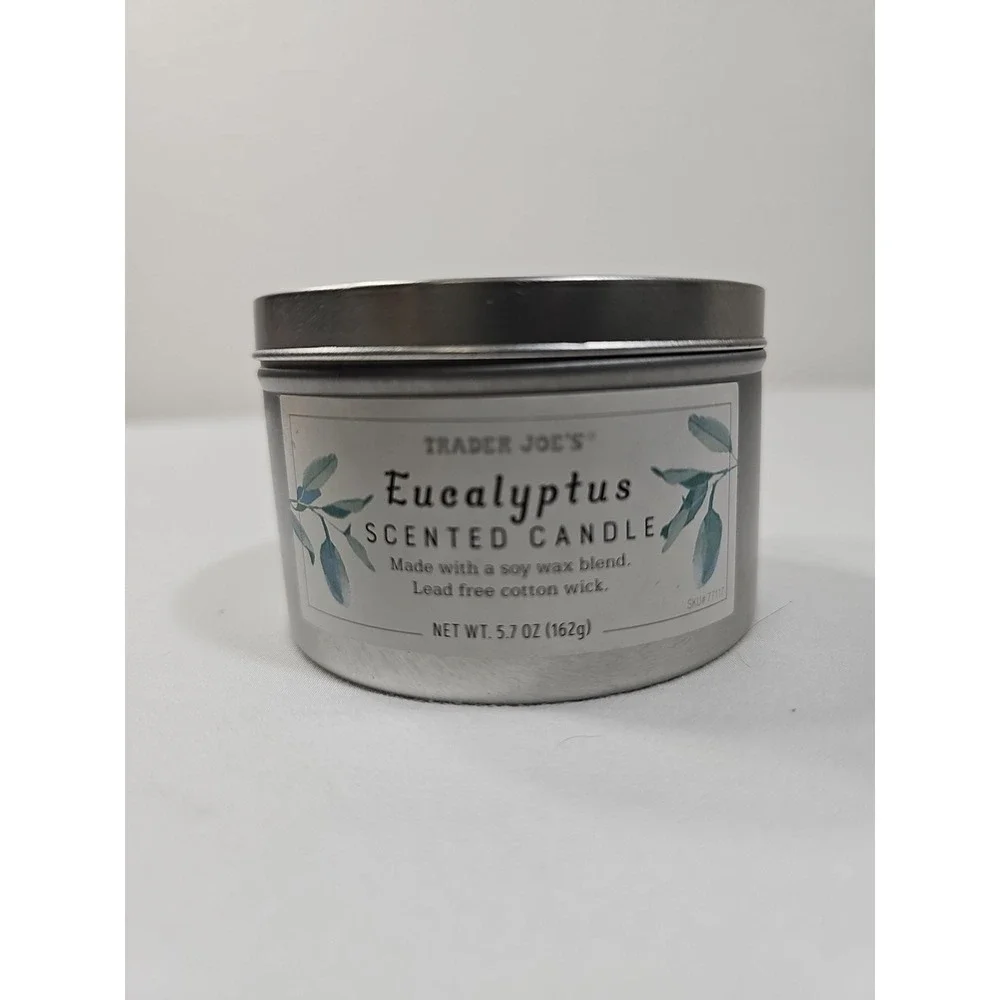 NEW Trader Joe's Eucalyptus Scented Candle 5.7oz Soy Wax - Lead Free Cotton Wick